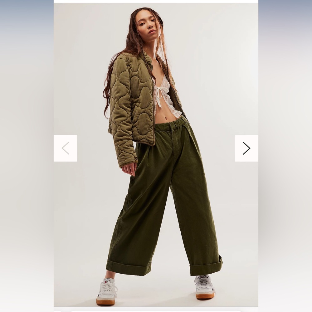 Free People: After Love Cuff Pants in Moss Green Size Med